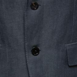 Pre Owned Ermenegildo Zegna Dark Blue Wool & Linen Single-Breasted Blazer M