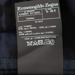 Pre Owned Ermenegildo Zegna Dark Blue Wool & Linen Single-Breasted Blazer M