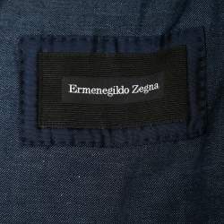 Pre Owned Ermenegildo Zegna Dark Blue Wool & Linen Single-Breasted Blazer M