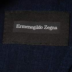 Pre Owned Ermenegildo Zegna Blue Chambray Single-Breasted Blazer L