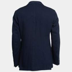 Pre Owned Ermenegildo Zegna Blue Chambray Single-Breasted Blazer L
