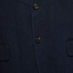 Pre Owned Ermenegildo Zegna Blue Chambray Single-Breasted Blazer L
