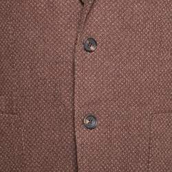 مملوكة مسبقًا Ermenegildo Zegna Brown Patterned Wool Single Breasted Blazer XL