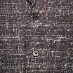 مملوكة مسبقًا Ermenegildo Zegna Brown Patterned Wool & Cotton Single Breasted Blazer XL