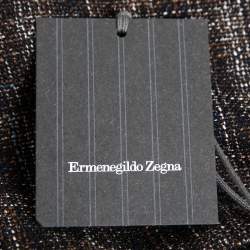 مملوكة مسبقًا Ermenegildo Zegna Brown Patterned Wool & Cotton Single Breasted Blazer XL