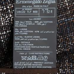 مملوكة مسبقًا Ermenegildo Zegna Brown Patterned Wool & Cotton Single Breasted Blazer XL