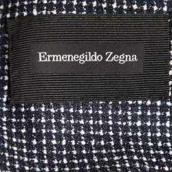 Pre Owned Ermenegildo Zegna Navy Blue Patterned Wool & Cotton Single-Breasted Blazer M