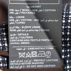 Pre Owned Ermenegildo Zegna Navy Blue Patterned Wool & Cotton Single-Breasted Blazer M