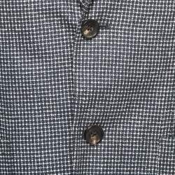 Pre Owned Ermenegildo Zegna Navy Blue Patterned Wool & Cotton Single-Breasted Blazer M