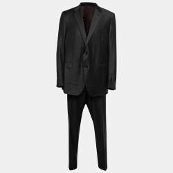 Ermenegildo Zegna Black Wool Crepe Single-Breasted Suit 4XL