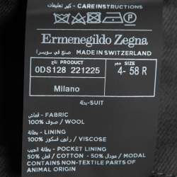 Ermenegildo Zegna Black Wool Crepe Single-Breasted Suit 4XL