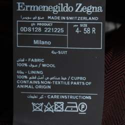 Ermenegildo Zegna Black Wool Crepe Single-Breasted Suit 4XL