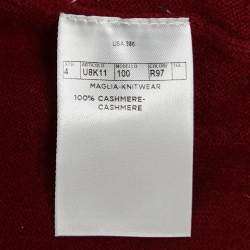 Pre Owned Ermenegildo Zegna Burgundy Cashmere V-Neck Sweater S