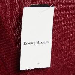 Pre Owned Ermenegildo Zegna Burgundy Cashmere V-Neck Sweater S