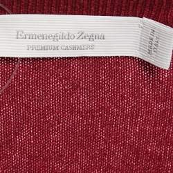 Pre Owned Ermenegildo Zegna Burgundy Cashmere V-Neck Sweater S