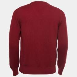 Pre Owned Ermenegildo Zegna Burgundy Cashmere V-Neck Sweater S