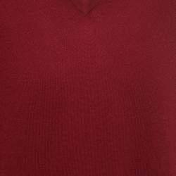 Pre Owned Ermenegildo Zegna Burgundy Cashmere V-Neck Sweater S
