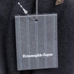 Pre Owned Ermenegildo Zegna Charcoal Grey Wool Fleece Trousers XL