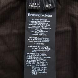 Pre Owned Ermenegildo Zegna Charcoal Grey Wool Fleece Trousers XL