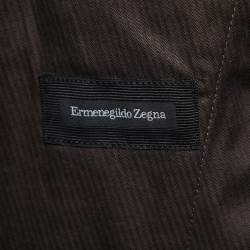 Pre Owned Ermenegildo Zegna Charcoal Grey Wool Fleece Trousers XL