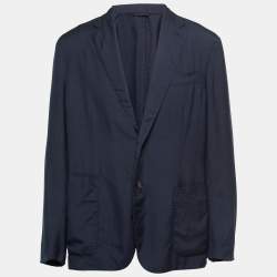 Pre Owned Ermenegildo Zegna Navy Blue Cashmere Single-Breasted Blazer 3XL