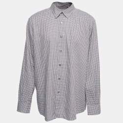 Ermenegildo Zegna Brown Checkered Cotton Button Front Shirt XXXL