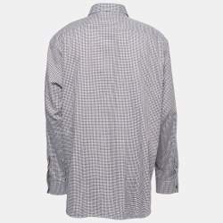 Ermenegildo Zegna Brown Checkered Cotton Button Front Shirt XXXL