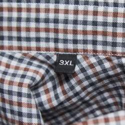 Ermenegildo Zegna Brown Checkered Cotton Button Front Shirt XXXL