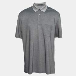 Pre Owned Ermenegildo Zegna Grey Cotton Pique Polo T-Shirt 3XL