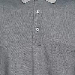 Pre Owned Ermenegildo Zegna Grey Cotton Pique Polo T-Shirt 3XL
