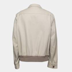 Pre Owned Ermenegildo Zegna Beige Paper Yarn & Cotton Zip Front Jacket 4XL