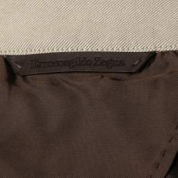Pre Owned Ermenegildo Zegna Beige Paper Yarn & Cotton Zip Front Jacket 4XL
