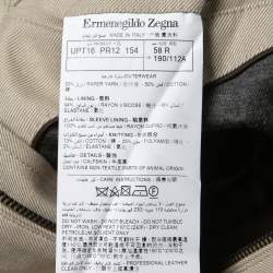 Pre Owned Ermenegildo Zegna Beige Paper Yarn & Cotton Zip Front Jacket 4XL