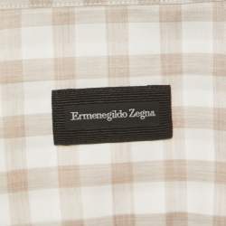 Ermenegildo Zegna White Checked Cotton Full Sleeve Shirt XL