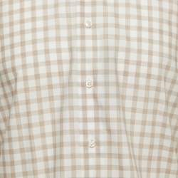 Ermenegildo Zegna White Checked Cotton Full Sleeve Shirt XL
