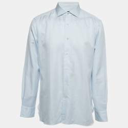 Pre Owned Ermenegildo Zegna Light Blue Linen Blend Full Sleeve Shirt XXL