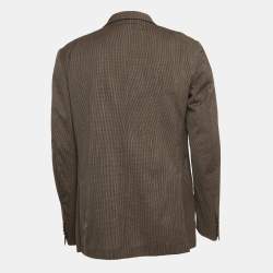 Pre Owned Ermenegildo Zegna Brown Checked Wool Blend Single Breasted Blazer XL