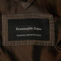 Pre Owned Ermenegildo Zegna Brown Checked Wool Blend Single Breasted Blazer XL