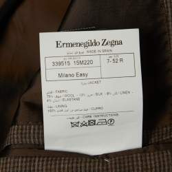 Pre Owned Ermenegildo Zegna Brown Checked Wool Blend Single Breasted Blazer XL