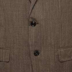 Pre Owned Ermenegildo Zegna Brown Checked Wool Blend Single Breasted Blazer XL