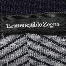 Ermenegildo Zegna Navy Blue Herringbone Wool Sweatshirt 4XL