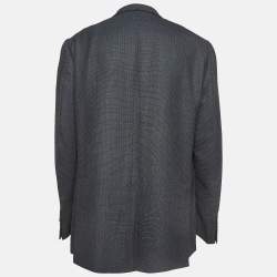 Pre Owned Ermenegildo Zegna Grey Patterned Wool Blazer 5XL