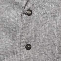 Ermenegildo Zegna Grey Zig Zag Linen Blend Blazer L
