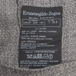Ermenegildo Zegna Grey Zig Zag Linen Blend Blazer L