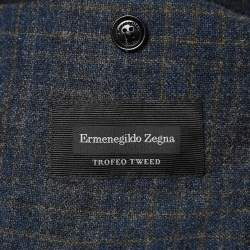 Pre Owned Ermenegildo Zegna Grey Plaid Wool Blend Blazer XL