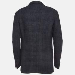Pre Owned Ermenegildo Zegna Grey Plaid Wool Blend Blazer XL