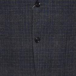 Pre Owned Ermenegildo Zegna Grey Plaid Wool Blend Blazer XL