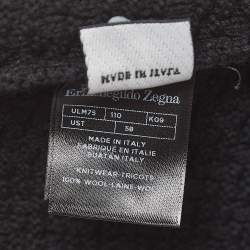 Pre Owned Ermenegildo Zegna Black Tricot Knit Wool Sweater XXXL