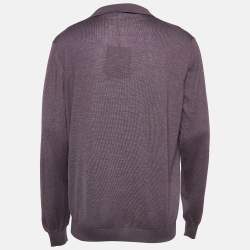 Pre Owned Ermenegildo Zegna Purple Cashmere Blend Knit Polo T-Shirt XXL