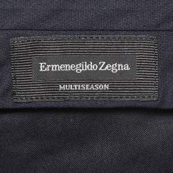 Ermenegildo Zegna Navy Blue Micro Check Wool Formal Trousers M